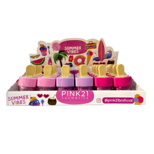 LIP GLOSS SUMMER VIBES PINK 21 CX 24 PÇS