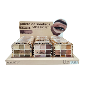 PALETA DE SOMBRAS 9 CORES MISS ROSE CX 24 PÇS